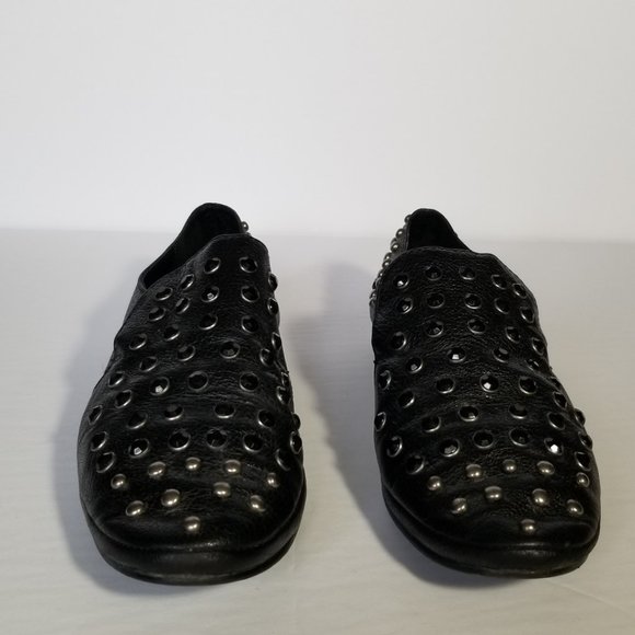 Miss Sixty Black Leather Studded Slip On Loafers - Picture 4 of 11